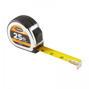 Keson 25' Nylon-Coated Steel Tape, Ft/Tenths-Ft/Inches, Dual Graduation, Chrome Coated, Rubber Grip