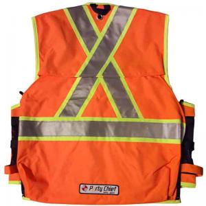 Safety Apparel PC15X Party Chief Heavy Duty Safety Vest - Fluorescent Orange - Class 2