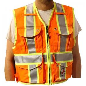Safety Apparel PC15X Party Chief Heavy Duty Safety Vest - Fluorescent Orange - Class 2