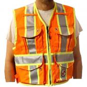 View: Safety Apparel PC15X Party Chief Heavy Duty Safety Vest - Fluorescent Orange - Class 2